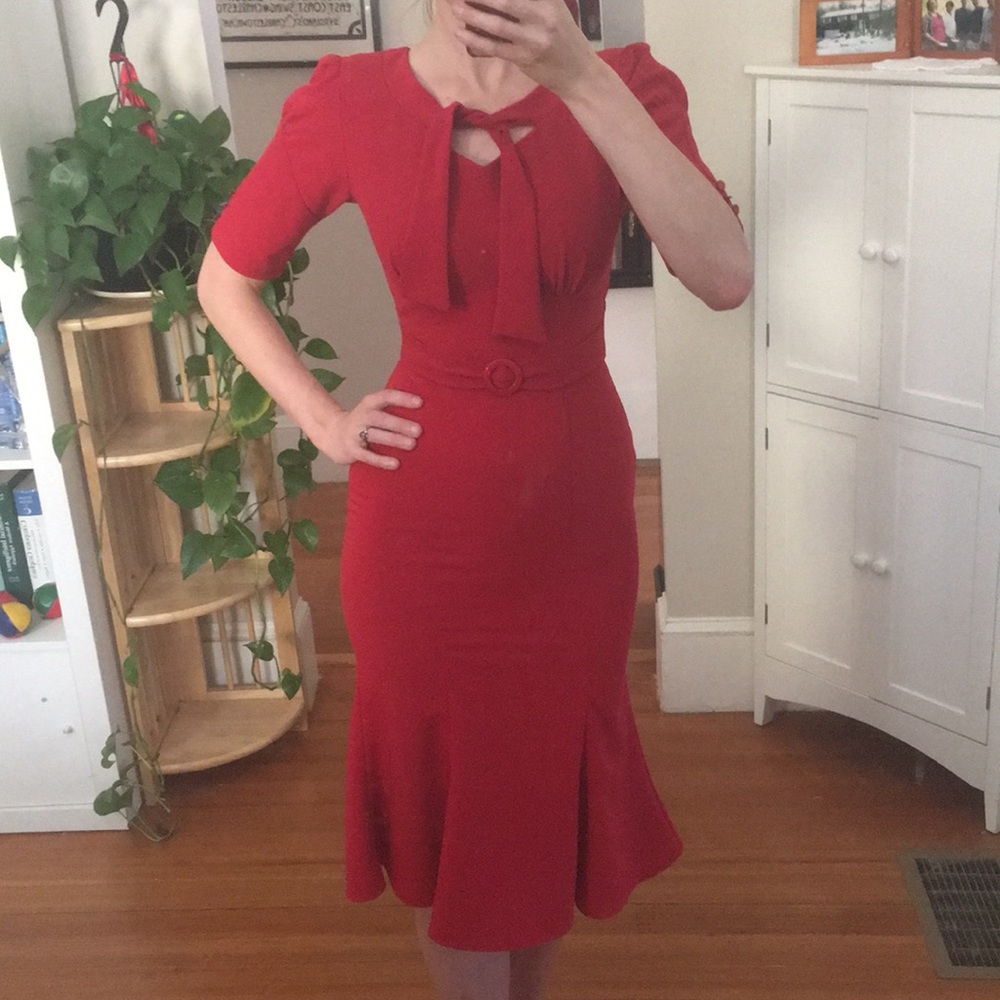 Stop Staring red 1940s repro dress
